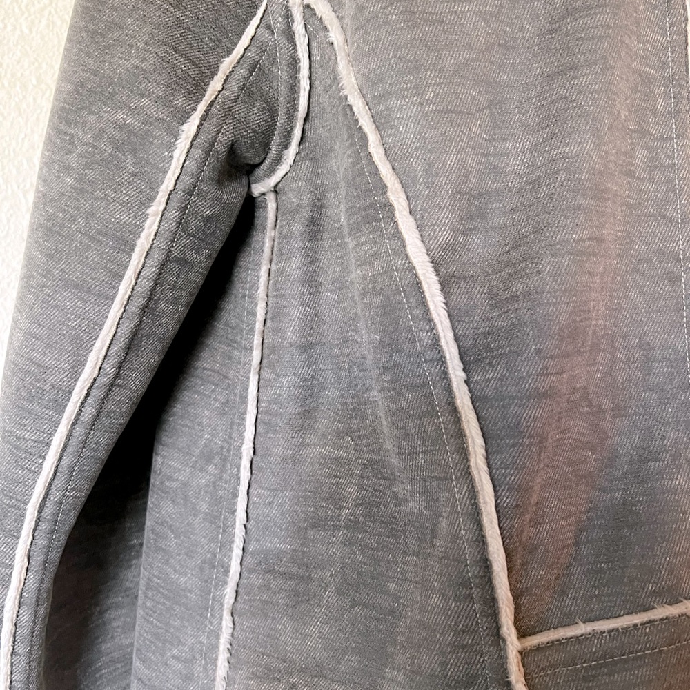 AMADI Camilla Gray Faux Suede Sherpa Duster Jacket - XS - Picture 8 of 11